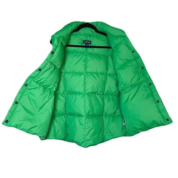 Lands End Y2K Women XL Size 18-20 Kelly Green Goosedown Quilted Puffer Vest Snap - Picture 5 of 8